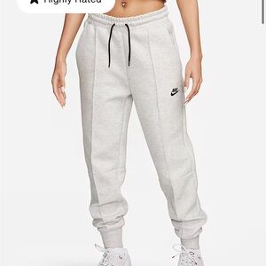 Nike Womens Light Gray Tech Fleece Joggers with Black Logo